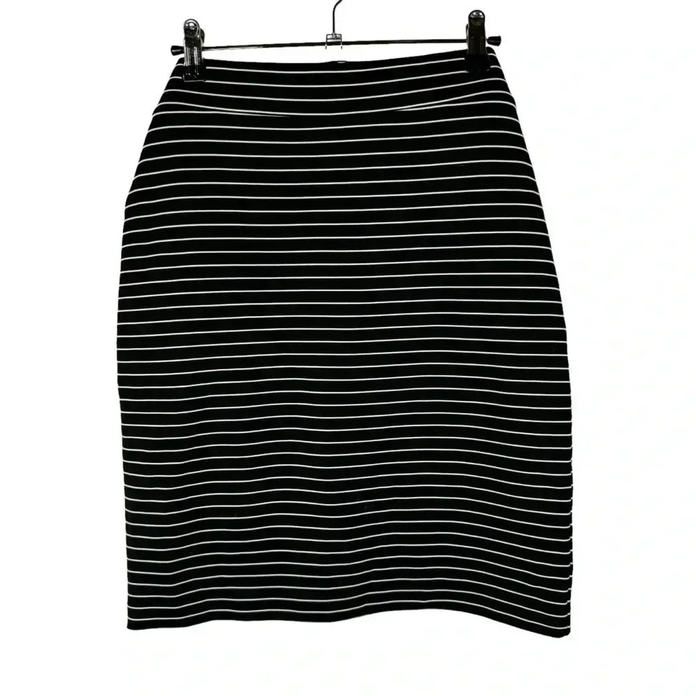 Ann Taylor LOFT Black & White Textured Stripe Pencil Skirt S